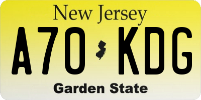 NJ license plate A70KDG