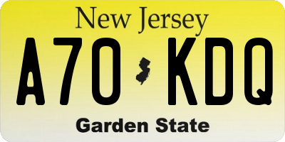 NJ license plate A70KDQ