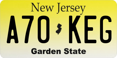 NJ license plate A70KEG