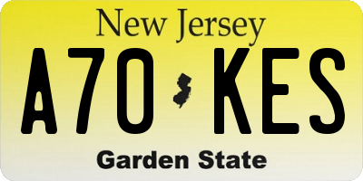 NJ license plate A70KES