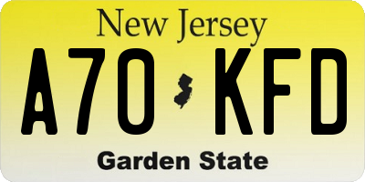 NJ license plate A70KFD
