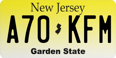 NJ license plate A70KFM
