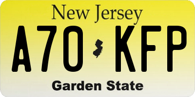 NJ license plate A70KFP