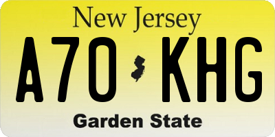 NJ license plate A70KHG