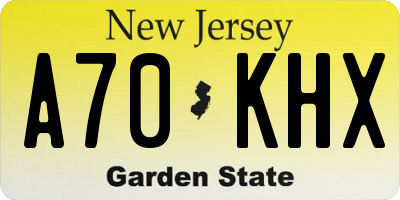 NJ license plate A70KHX