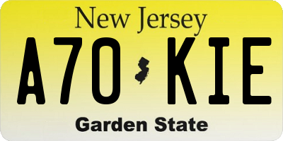 NJ license plate A70KIE