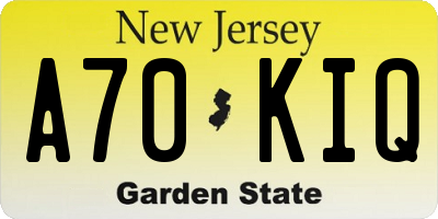 NJ license plate A70KIQ