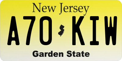 NJ license plate A70KIW
