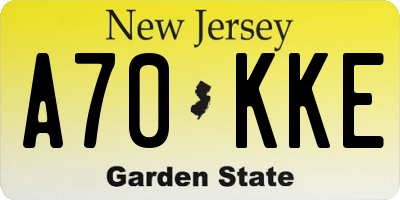 NJ license plate A70KKE