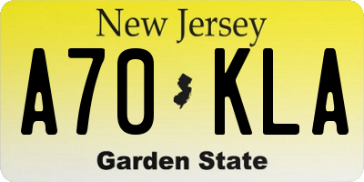 NJ license plate A70KLA