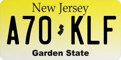 NJ license plate A70KLF