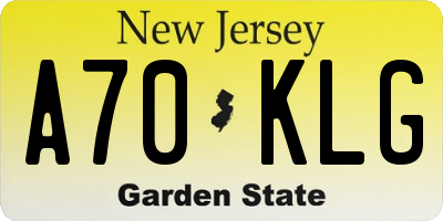 NJ license plate A70KLG