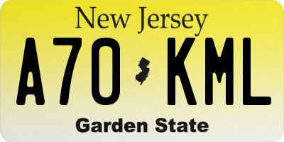 NJ license plate A70KML
