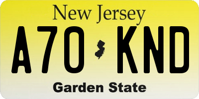 NJ license plate A70KND