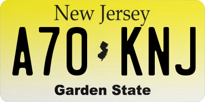 NJ license plate A70KNJ