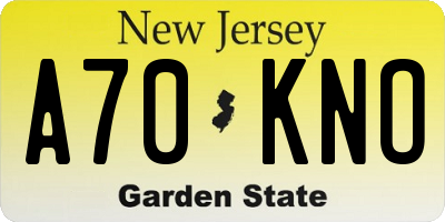 NJ license plate A70KNO