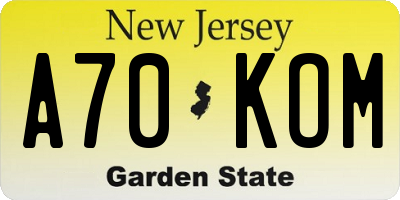 NJ license plate A70KOM