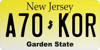 NJ license plate A70KOR