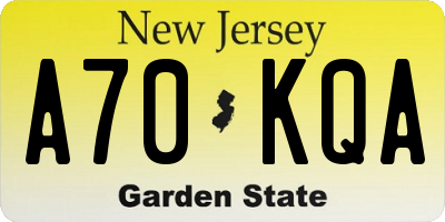 NJ license plate A70KQA