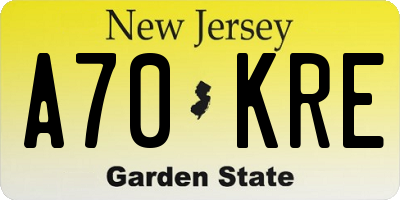 NJ license plate A70KRE