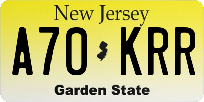 NJ license plate A70KRR