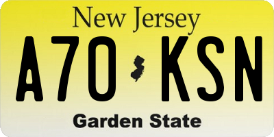 NJ license plate A70KSN