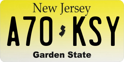 NJ license plate A70KSY