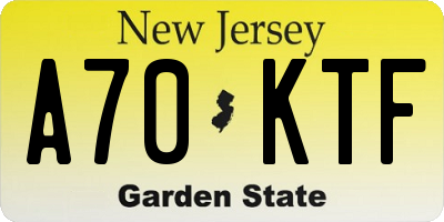 NJ license plate A70KTF