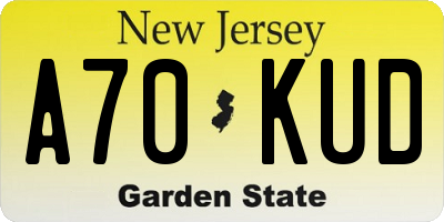 NJ license plate A70KUD