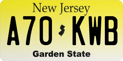 NJ license plate A70KWB
