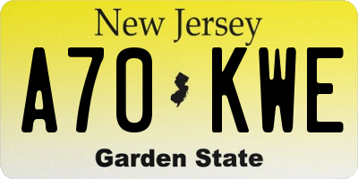 NJ license plate A70KWE