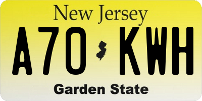 NJ license plate A70KWH