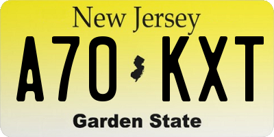 NJ license plate A70KXT