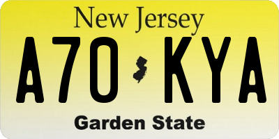 NJ license plate A70KYA