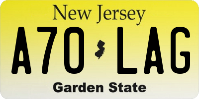 NJ license plate A70LAG