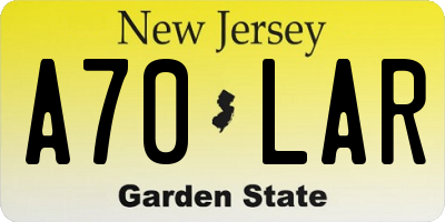 NJ license plate A70LAR