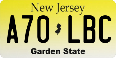 NJ license plate A70LBC