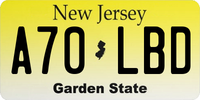 NJ license plate A70LBD