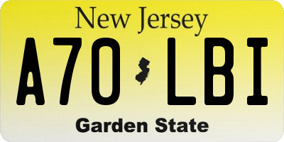 NJ license plate A70LBI