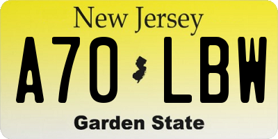 NJ license plate A70LBW