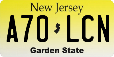 NJ license plate A70LCN