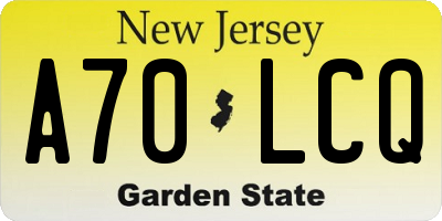 NJ license plate A70LCQ