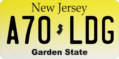 NJ license plate A70LDG