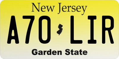 NJ license plate A70LIR