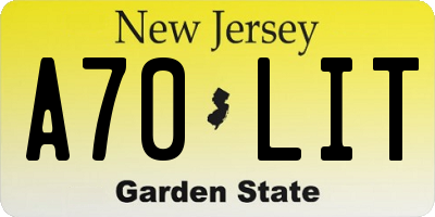 NJ license plate A70LIT
