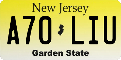 NJ license plate A70LIU
