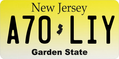 NJ license plate A70LIY