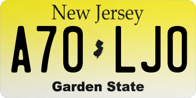 NJ license plate A70LJO