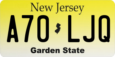 NJ license plate A70LJQ