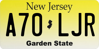 NJ license plate A70LJR